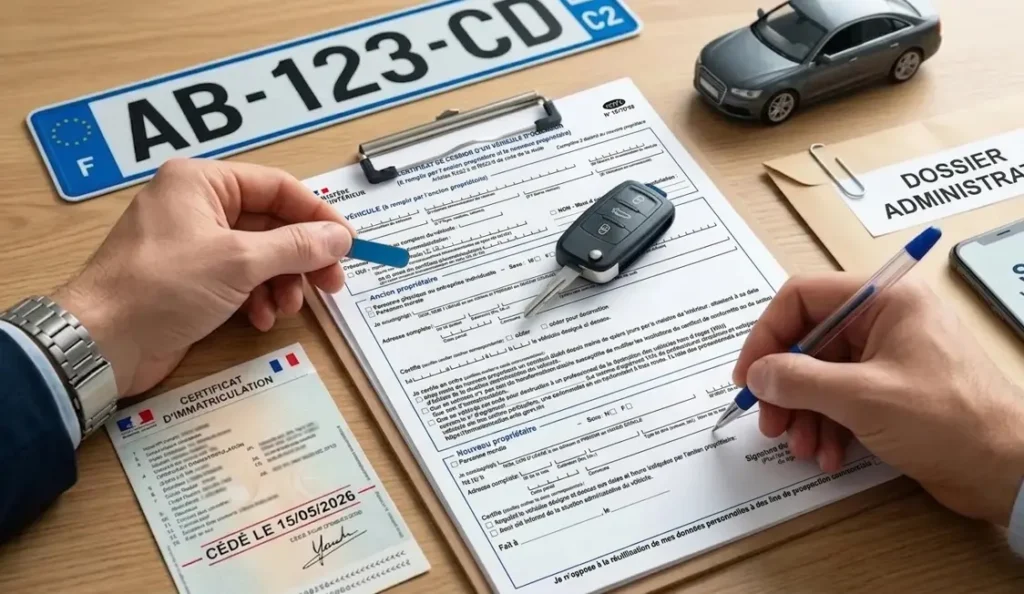 Dossier administratif pour un changement de titulaire de carte grise 2026 avec le formulaire Cerfa 13750