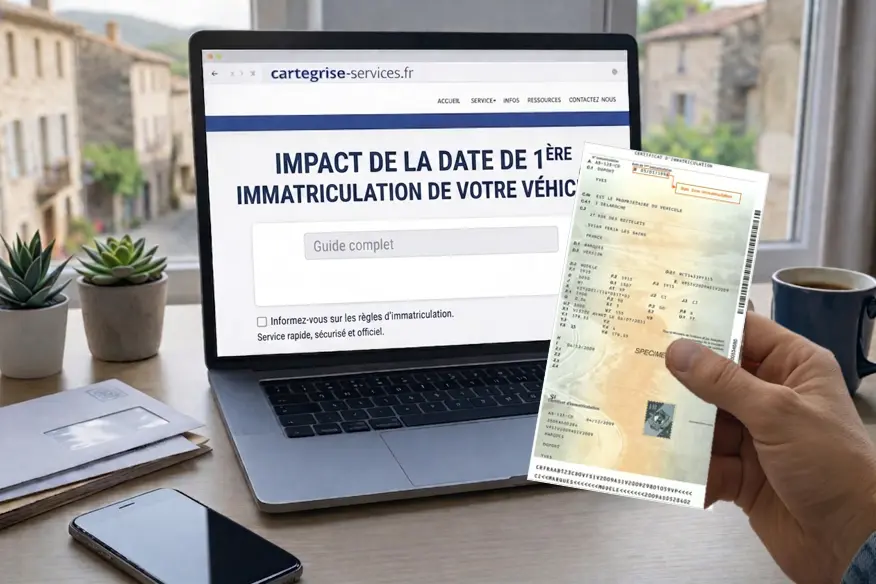 Date de première immatriculation inscrite sur le certificat d'immatriculation.