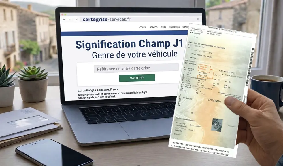 Signification Champ J1 ? Genre de votre véhicule sur l'écran