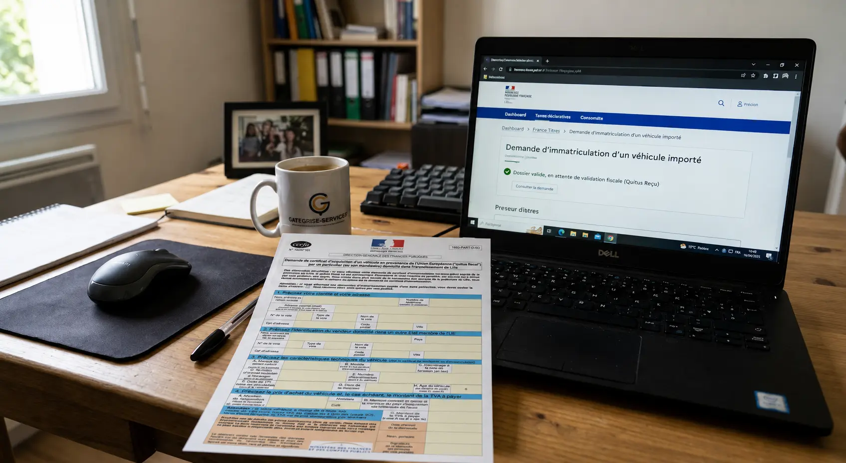 Modèle de quitus fiscal délivré par le service des impôts des entreprises pour immatriculation France.