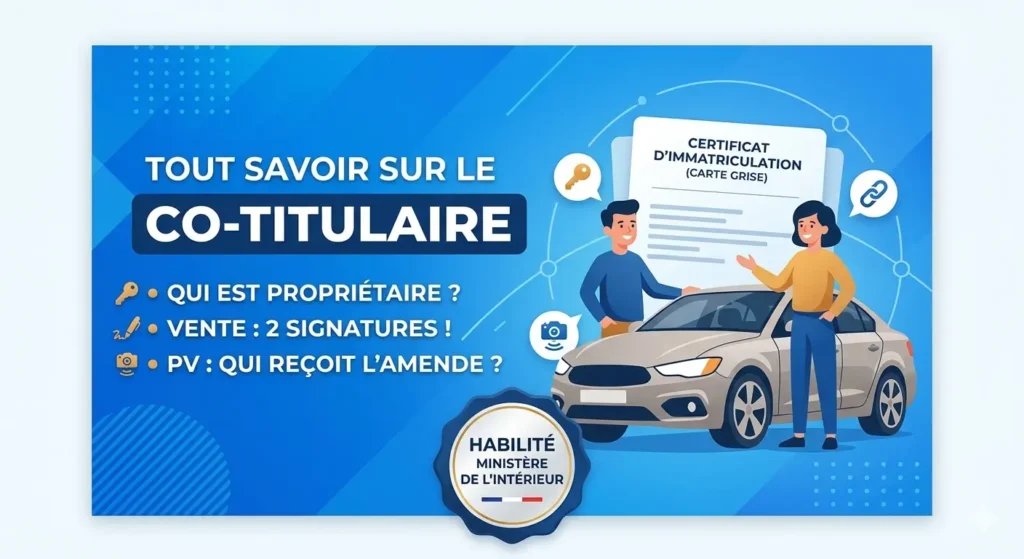 Démarches administratives pour modifier le co-titulaire d'une carte grise en ligne.