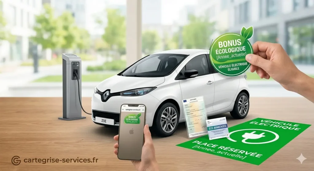Infographie sur les aides à l'achat d'un véhicule électrique et bonus écologique.