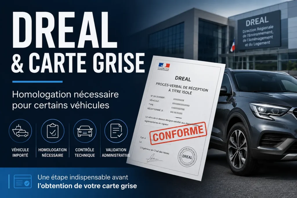 Document DREAL nécessaire pour l'homologation et l'immatriculation d'un véhicule importé ou transformé