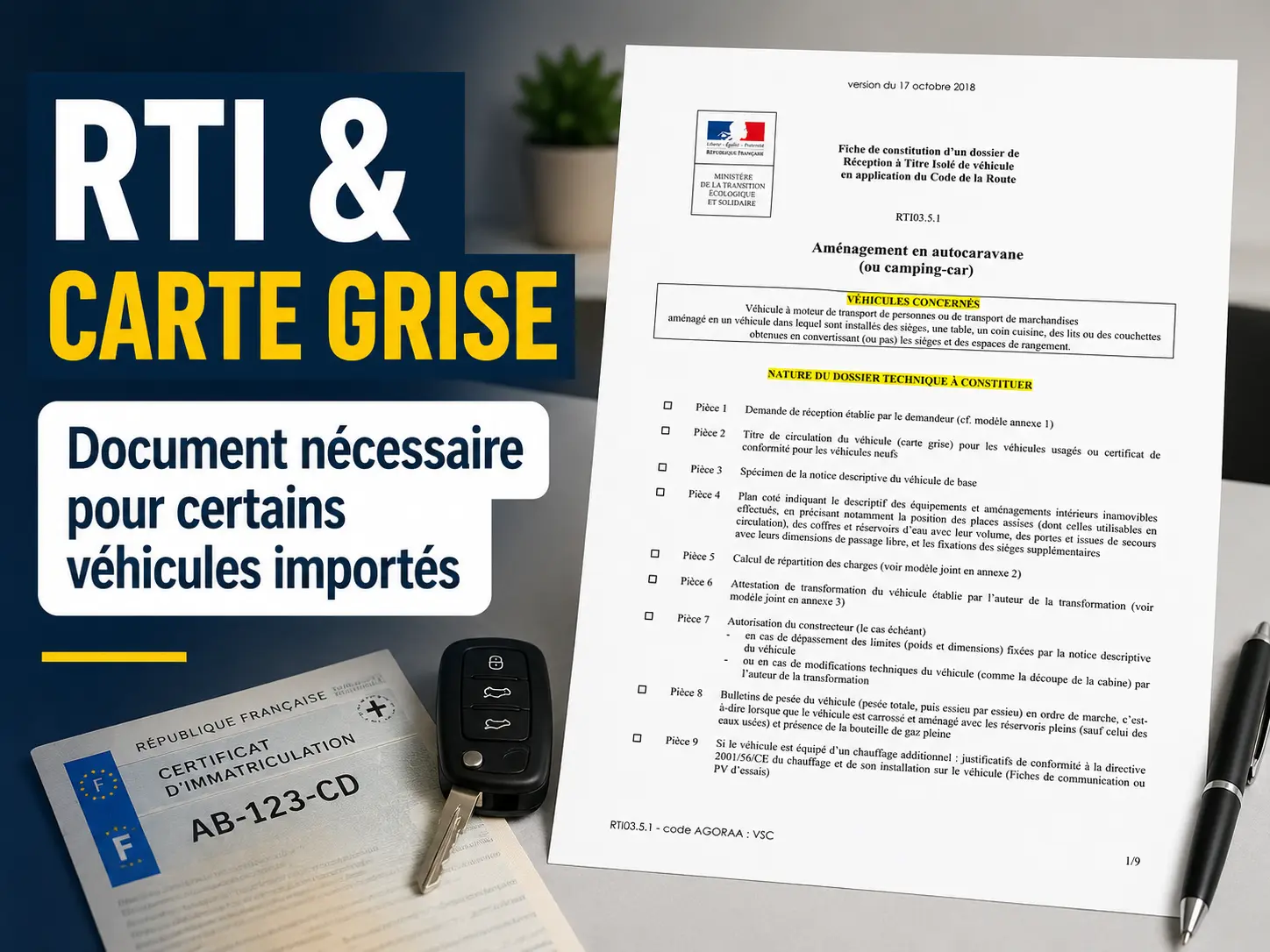 Véhicule en contrôle d'homologation RTI avant immatriculation en France