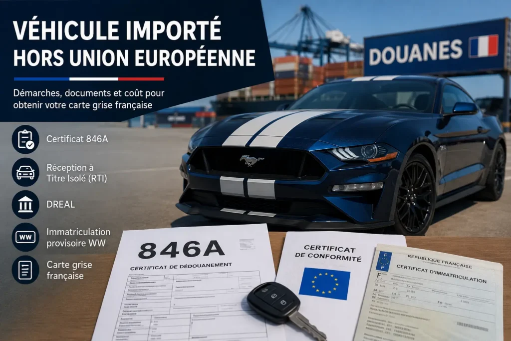 Véhicule importé des États-Unis en cours d'immatriculation en France